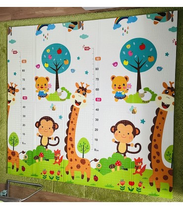 Сгъваемо детско килимче за игра, топлоизолиращо 180x150x1cm - Жираф и Цифри