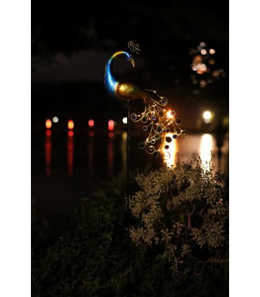 Градинска соларна LED лампа с форма на паун