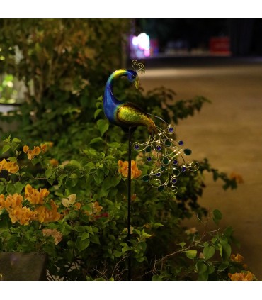 Градинска соларна LED лампа с форма на паун