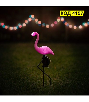 Единична соларна градинска лампа фламинго