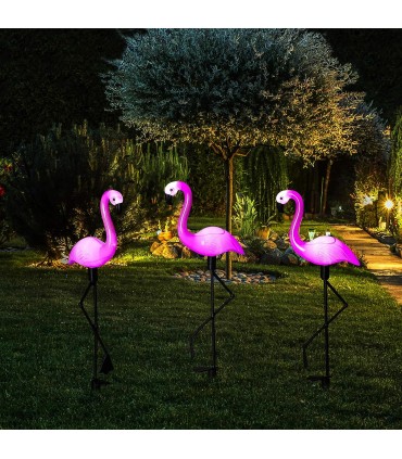 Единична соларна градинска лампа фламинго