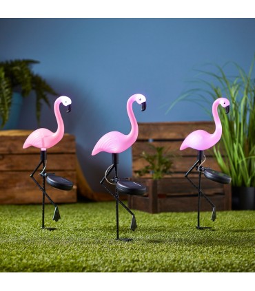 Единична соларна градинска лампа фламинго