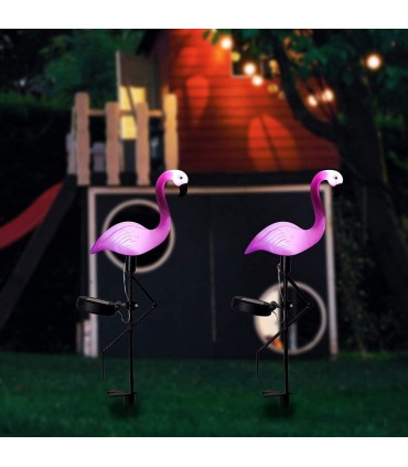 Единична соларна градинска лампа фламинго