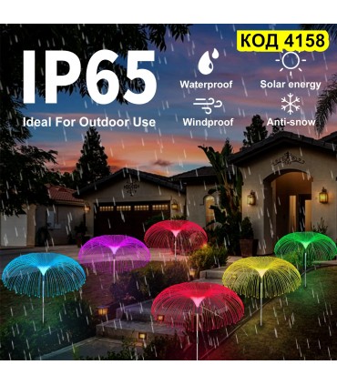 Цветна градинска лампа вендуза със соларен панел