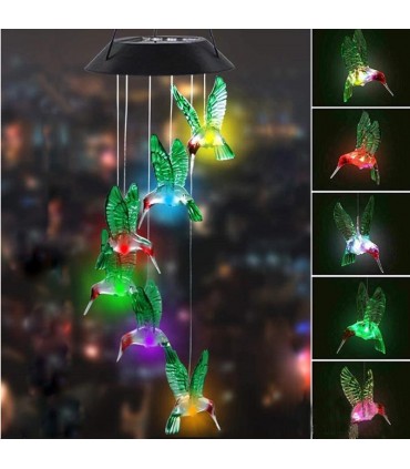 Вятърни камбани соларна декорация за градина със сменящи се цветове - Колибри