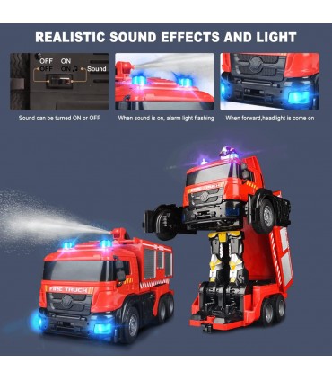 Пожарна кола трансформърс с вода и дистанционно - с акумулаторна батерия
