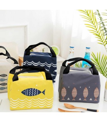Термо чанта за детска кухня - жълт цвят с рибки