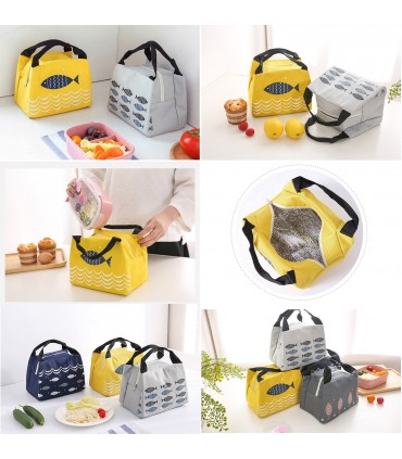 Термо чанта за детска кухня - жълт цвят с рибки