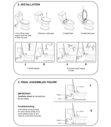 Приставка биде за тоалетна чиния - единична дюза