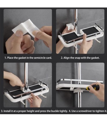 Универсален рафт-етажерка за душ с кукички