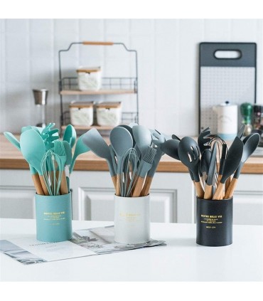 К-т 12бр силиконови прибори за готвене с поставка