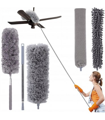К-т 3 бр микрофибърни огъващи се четки за прах с телескопична дръжка 280см