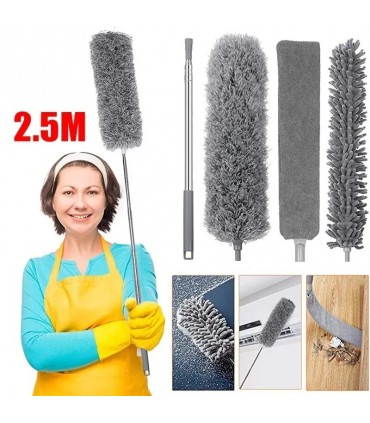 Антистатична четка за прах комплект с 3 приставки и телескопична дръжка