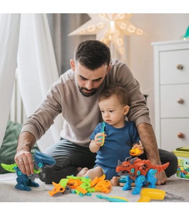 Детски комплект за сглобяване на динозаври с електрически винтоверт