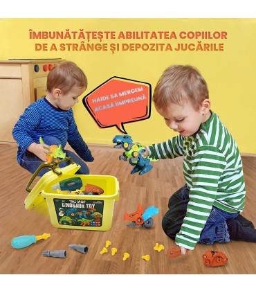 Детски комплект за сглобяване на динозаври с електрически винтоверт