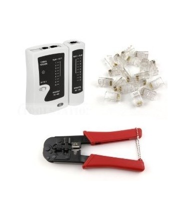 Комплект инструменти за компютърни мрежи, тестер и RJ45 за кримпване