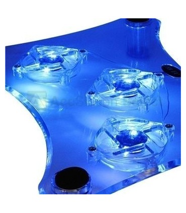 USB охладител за лаптоп с 3 вентилатора и неонова светлина.