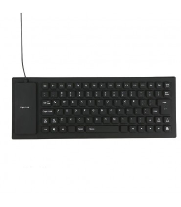 Клавиатура, силиконова, устойчива на заливане, прах и удари, USB Черна