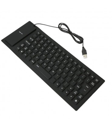 Клавиатура, силиконова, устойчива на заливане, прах и удари, USB Черна