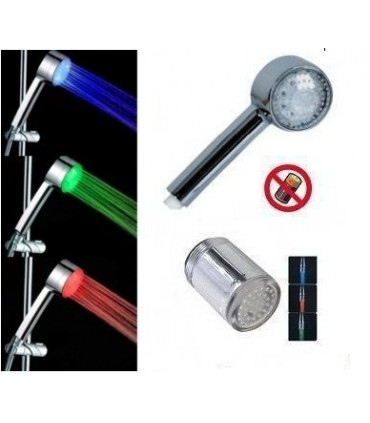 Цветен светещ LED комплект за баня от душ и накрайник за смесителна батерия