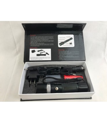 Мощен полицейски акумулаторен прожектор с CREE LED диод с ПОДАРЪК зарядно за автомобил 12/24V