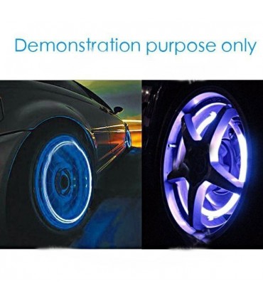 Светещи LED капачки за вентили, череп, син, 2бр