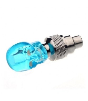 Светещи LED капачки за вентили, череп, син, 2бр