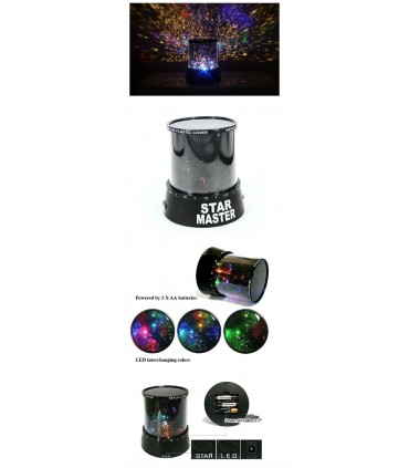 Звездна лампа планетариум Star Master, проектор на звездно небе, Черен