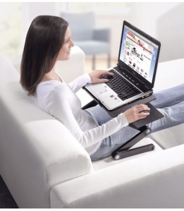 Мултифункционална Алуминиева сгъваема маса за лаптоп Т8 с два охладителя, 11 позиции