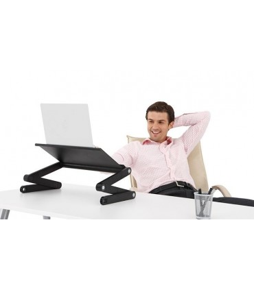 Мултифункционална Алуминиева сгъваема маса за лаптоп Т8 с два охладителя, 11 позиции