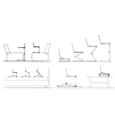 Мултифункционална Алуминиева сгъваема маса за лаптоп Т8 с два охладителя, 11 позиции