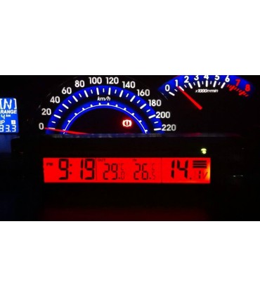 Часовник за кола с термометър и волтметър