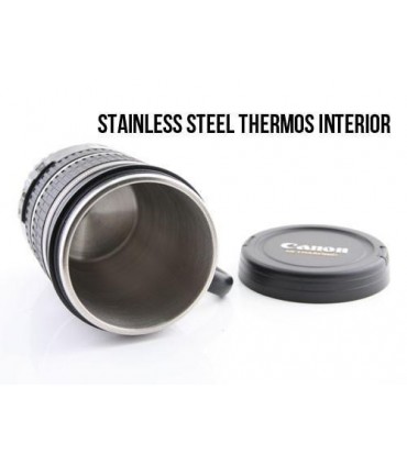 Термо чаша с форма на обектив Canon с дръжка