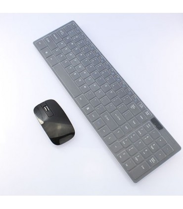 Комплект безжична клавиатура и мишка Wireless keyboard, Силиконово покритие, Черно и бяло