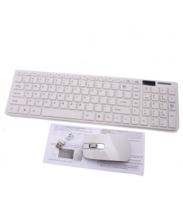 Комплект безжична клавиатура и мишка Wireless keyboard, Силиконово покритие, Черно и бяло