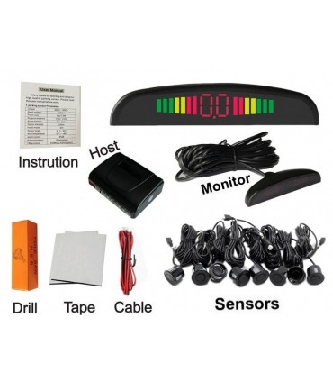 Парктроник за кола с 8 датчика LCD дисплей и звук - ЧЕРЕН