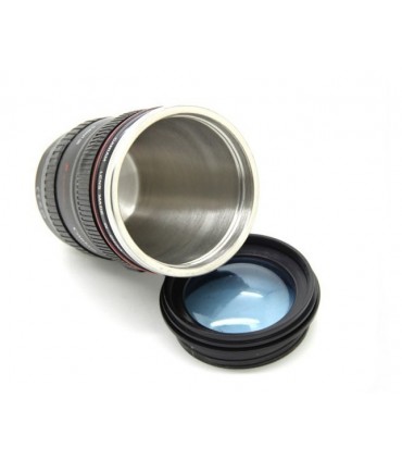 Термо чаша с прозрачен капак с дизайн на фото обектив