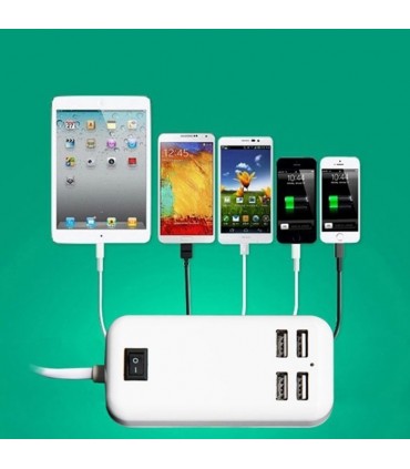 USB Зарядно / 4 порта / 220V, 3A, 15W