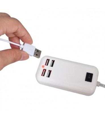 USB Зарядно / 4 порта / 220V, 3A, 15W