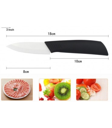 Комплект 4 керамични ножа, белачка за зеленчуци и поставка