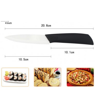 Комплект 4 керамични ножа, белачка за зеленчуци и поставка