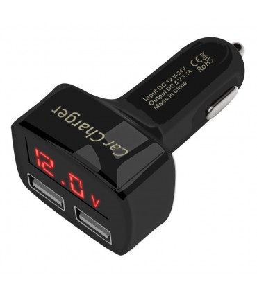 4 в 1Зарядно за кола с 2 usb 3.1A Волтметър, Амперметър
