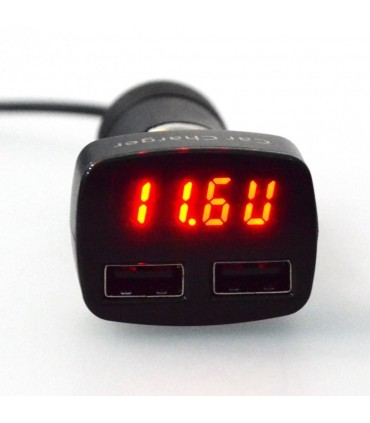 4 в 1Зарядно за кола с 2 usb 3.1A Волтметър, Амперметър