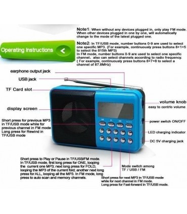 Преносимо радио с USB и зареждаща батерия BL-5C