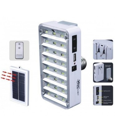 Соларна LED лампа YJ-9817 с дистанционно управление и изнесен соларен панел с авариен режим