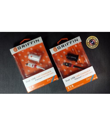 2в1 адаптер за запалка с 2бр USB + кабел "Griffin"