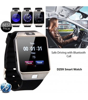 Смарт часовник DZ 09 Водоустойчив, Часовник-Телефон със sim карта, Bluetooth, Камера