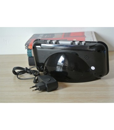 Настолен часовник с аларма, голям 1,8" LCD дисплей, Черен