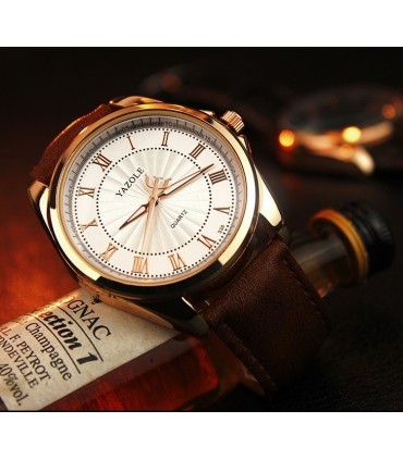 Мъжки елегантен часовник с кожена каишка - модел 336