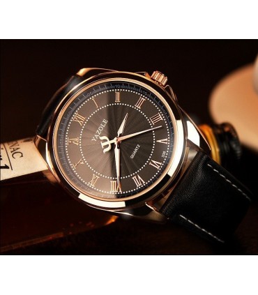 Мъжки елегантен часовник с кожена каишка - модел 336